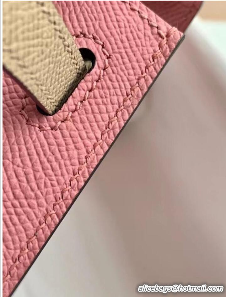 New Style Hermes Original Epsom Leather KEL2578 pink&light grey