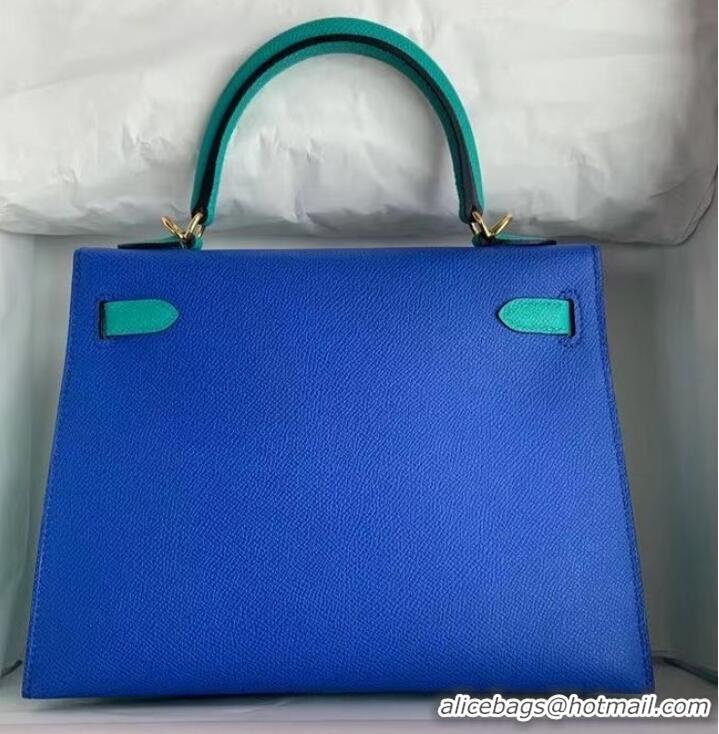 Discount Hermes Original Epsom Leather KEL2578 skyblue&Electro optic blue