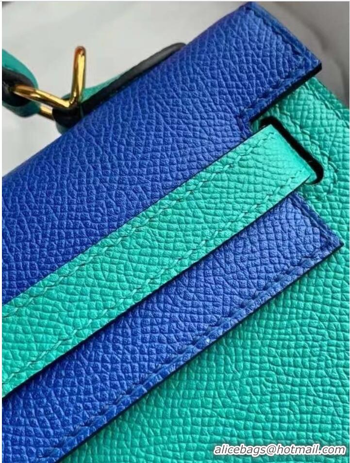 Discount Hermes Original Epsom Leather KEL2578 skyblue&Electro optic blue