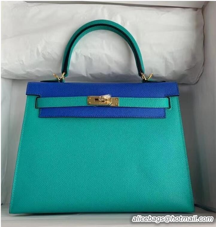 Discount Hermes Original Epsom Leather KEL2578 skyblue&Electro optic blue