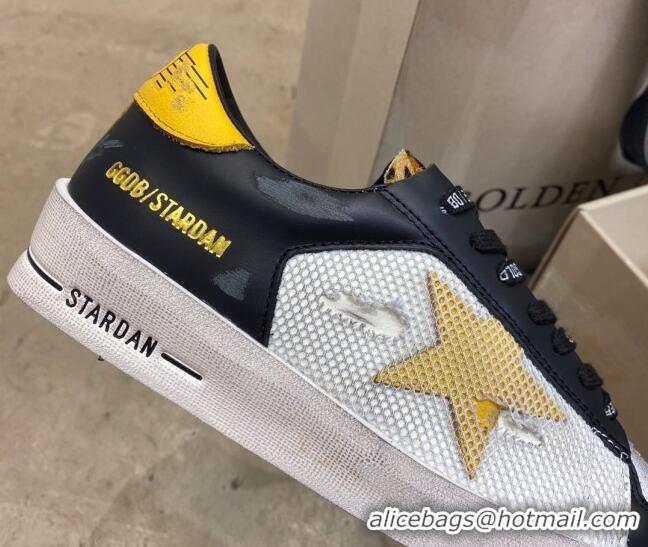 Discount Golden Goose Stardan Sneakers in Black/Yellow Leather and White Mesh 1027072