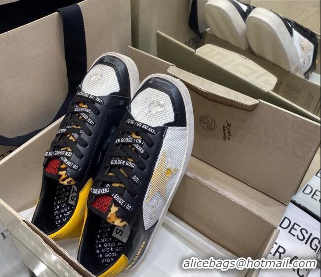 Discount Golden Goose Stardan Sneakers in Black/Yellow Leather and White Mesh 1027072