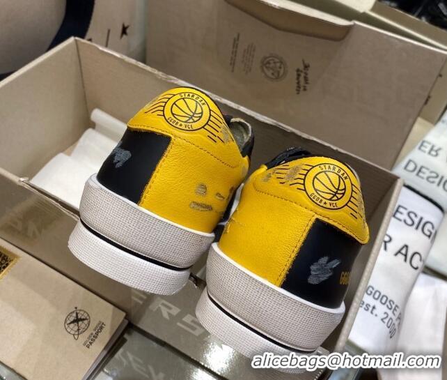 Discount Golden Goose Stardan Sneakers in Black/Yellow Leather and White Mesh 1027072