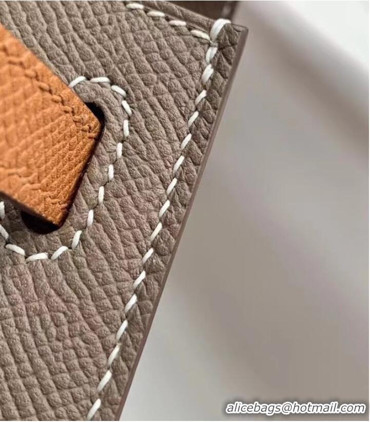 Top Quality Hermes Original Epsom Leather KEL2578 grey&brown