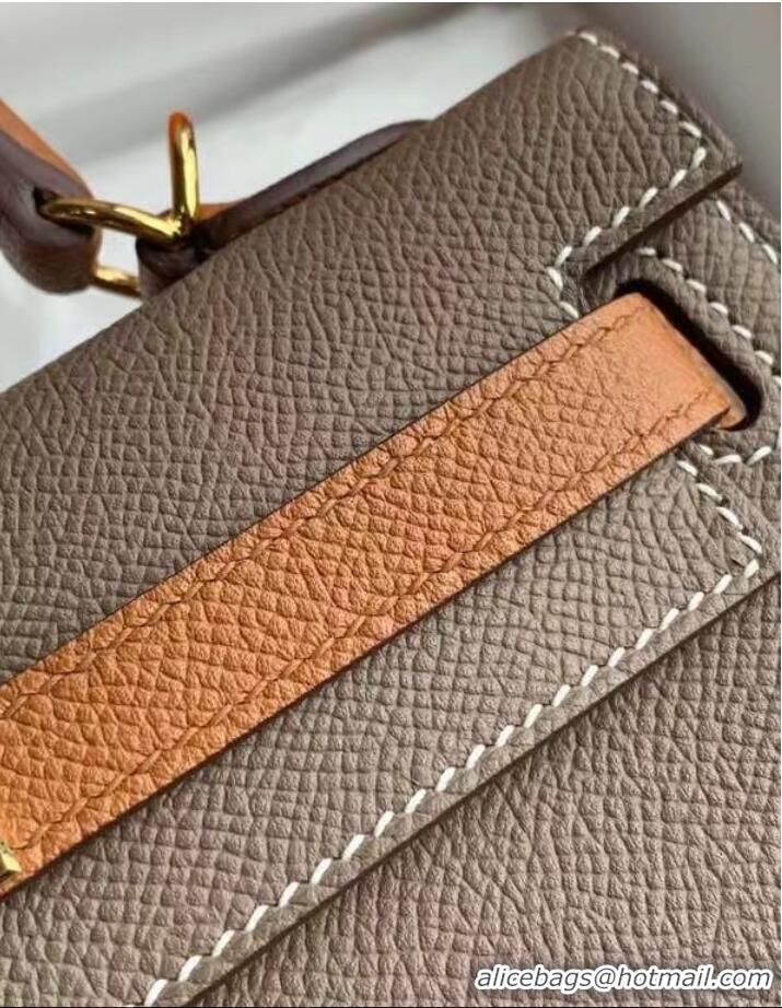 Top Quality Hermes Original Epsom Leather KEL2578 grey&brown