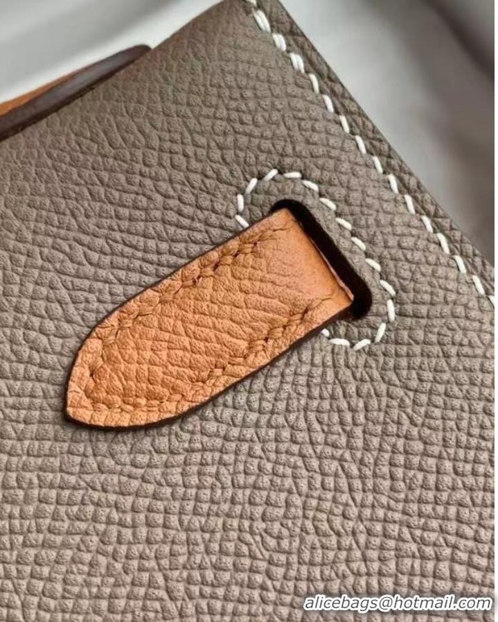 Top Quality Hermes Original Epsom Leather KEL2578 grey&brown