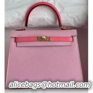 New Stylish  Hermes Original Epsom Leather KEL2578 pink&rose