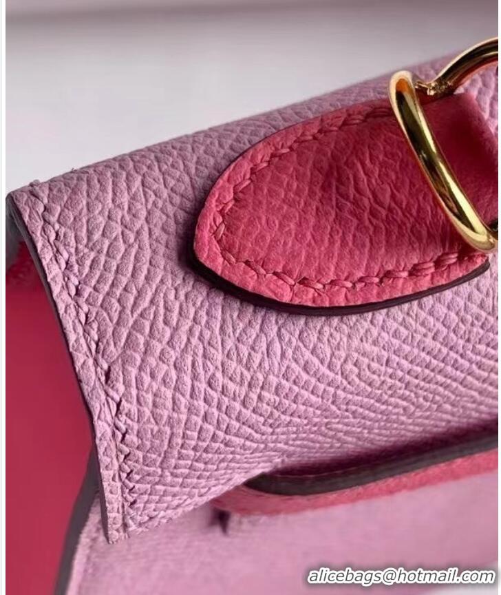 New Stylish  Hermes Original Epsom Leather KEL2578 pink&rose