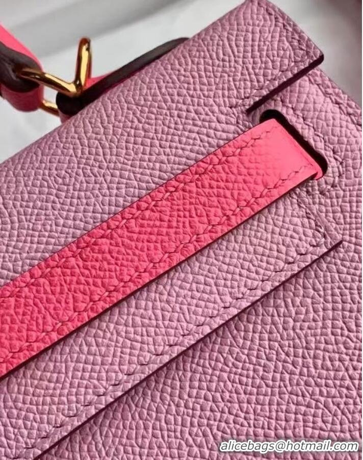 New Stylish  Hermes Original Epsom Leather KEL2578 pink&rose