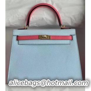 Low Cost Hermes Original Epsom Leather KEL2578 skyblue&pink