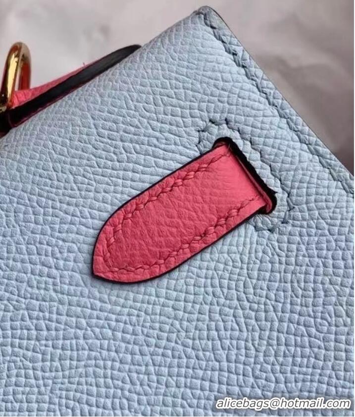 Low Cost Hermes Original Epsom Leather KEL2578 skyblue&pink