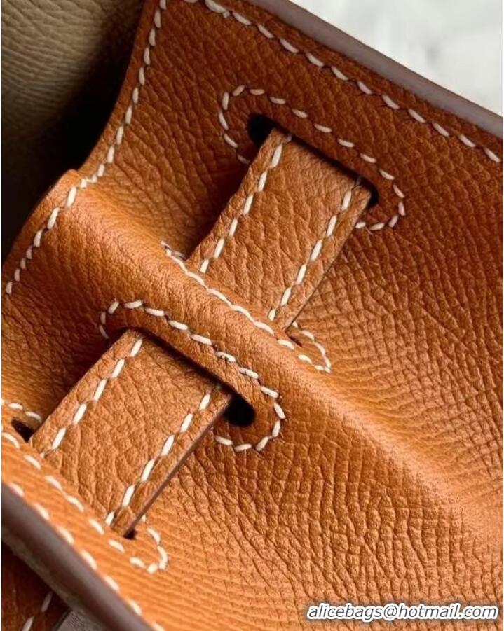 Inexpensive Hermes Original Epsom Leather KEL2578 light grey&brown