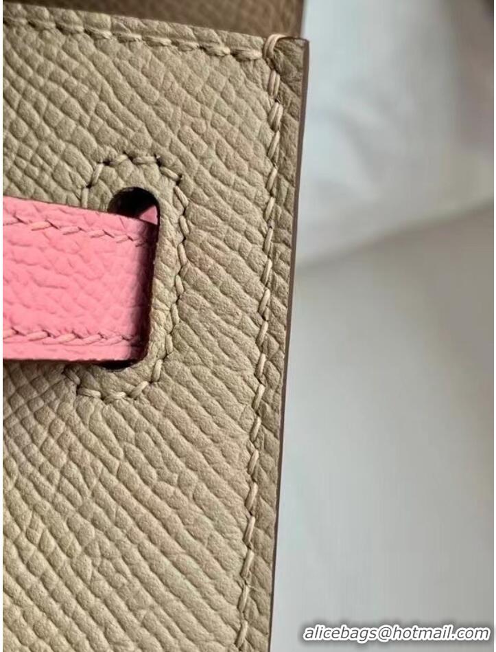 Buy Cheap Hermes Original Epsom Leather KEL2578 light grey&pink