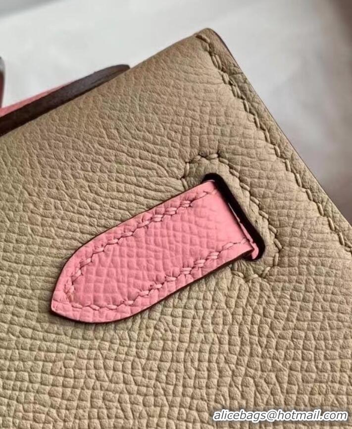 Buy Cheap Hermes Original Epsom Leather KEL2578 light grey&pink