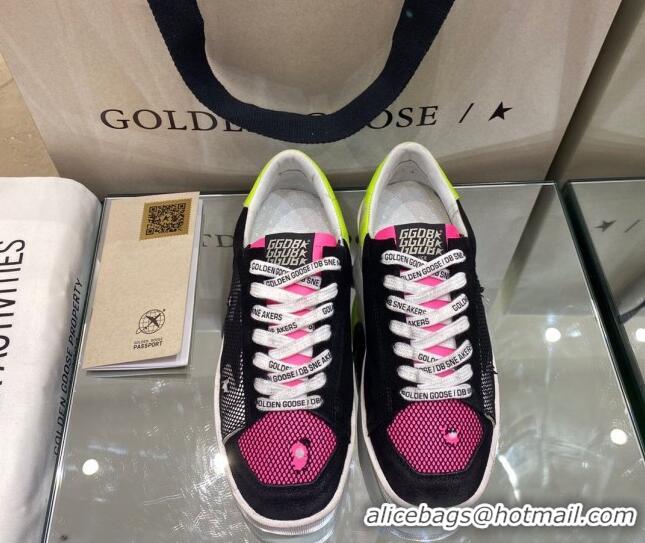 Stylish Golden Goose Stardan Sneakers in Black Mesh With Fluorescent Green Back 1027073