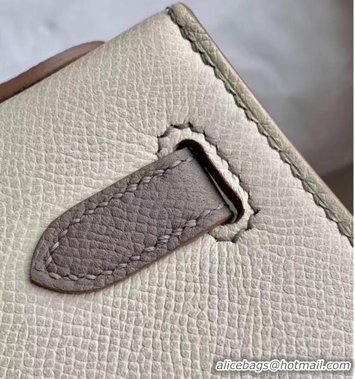 Top Quality Hermes Original Epsom Leather KEL2578 cream&grey