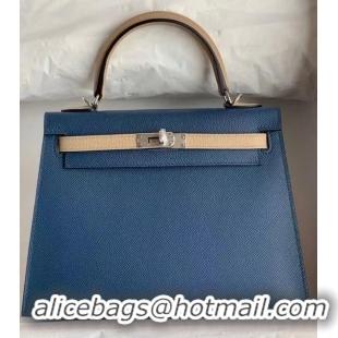 New Release Creation Hermes Original Epsom Leather KEL2578 blue&grey