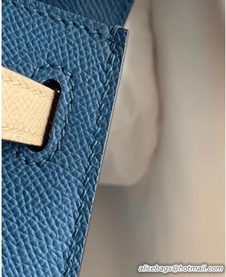 New Release Creation Hermes Original Epsom Leather KEL2578 blue&grey