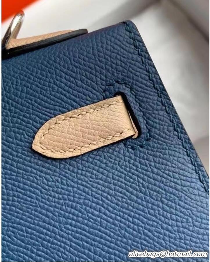 New Release Creation Hermes Original Epsom Leather KEL2578 blue&grey