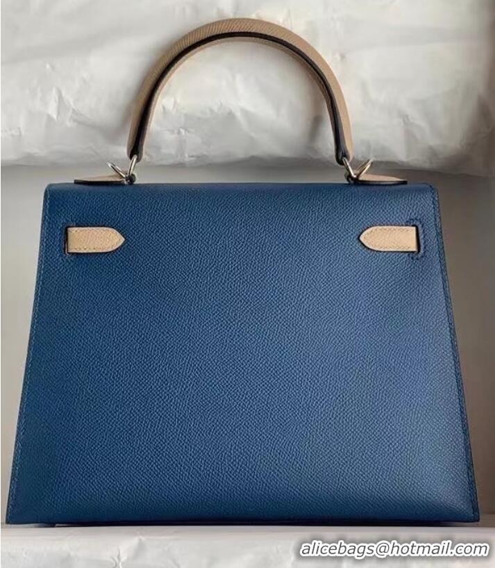 New Release Creation Hermes Original Epsom Leather KEL2578 blue&grey