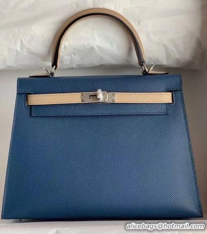 New Release Creation Hermes Original Epsom Leather KEL2578 blue&grey