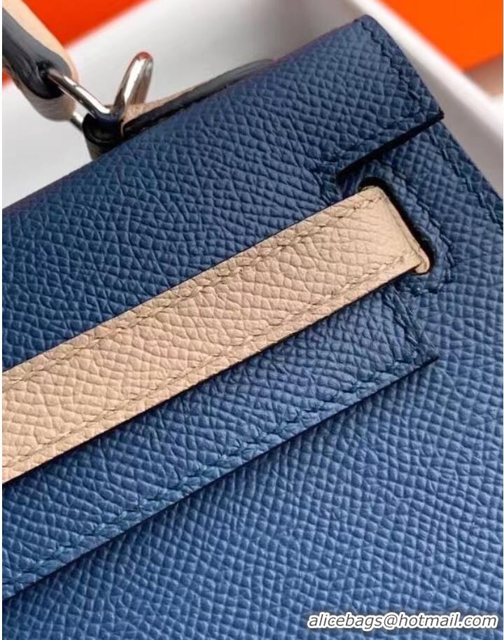 New Release Creation Hermes Original Epsom Leather KEL2578 blue&grey