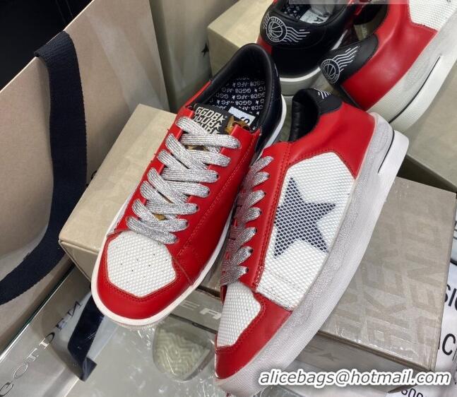 Charming Golden Goose Stardan Sneakers in White Mesh and Red Leather 1027074