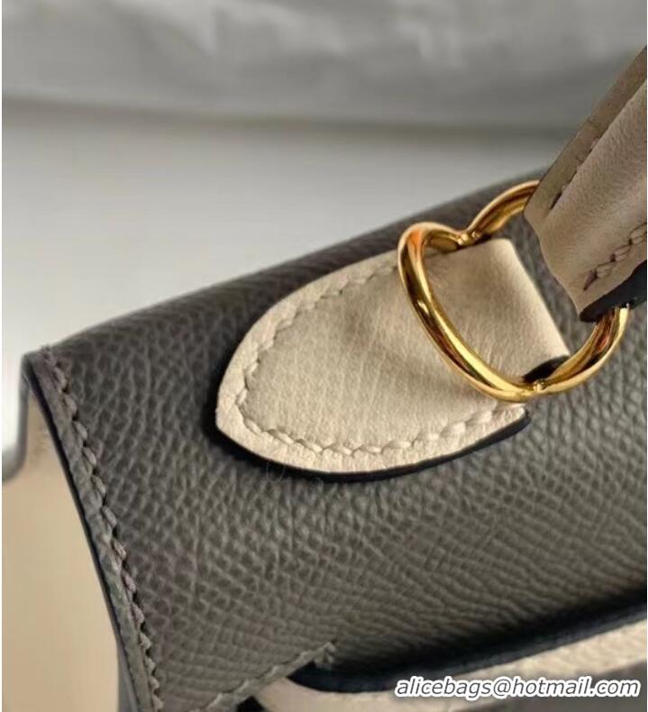 Discount Hermes Original Epsom Leather KEL2578 dark grey&cream