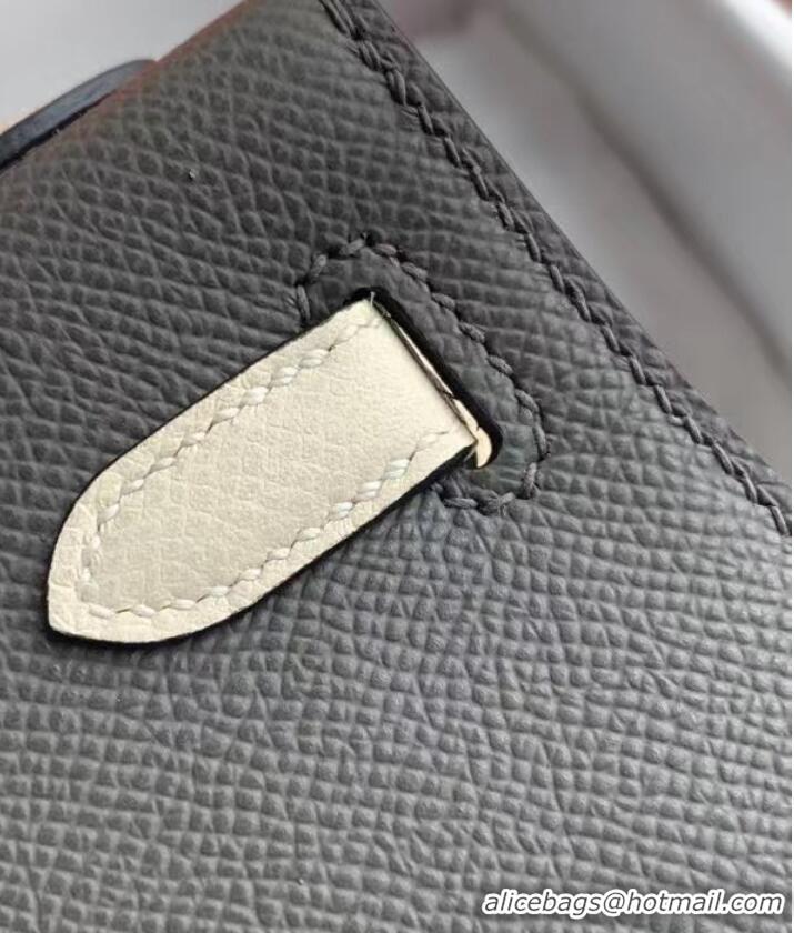 Discount Hermes Original Epsom Leather KEL2578 dark grey&cream