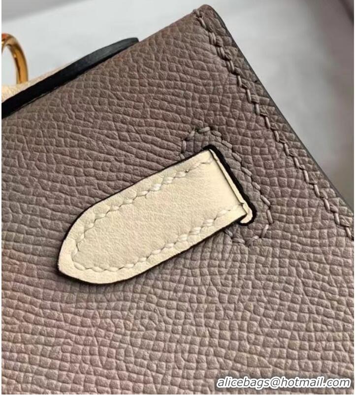 Cheapest Hermes Original Epsom Leather KEL2578 grey&cream