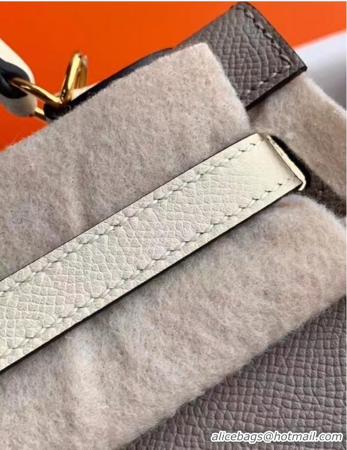 Cheapest Hermes Original Epsom Leather KEL2578 grey&cream