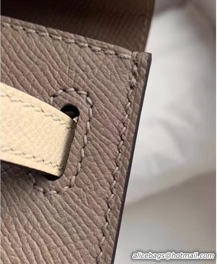 Cheapest Hermes Original Epsom Leather KEL2578 grey&cream