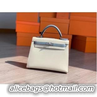 Discount Hermes Original Epsom Leather KEL2578 cream&sky blue