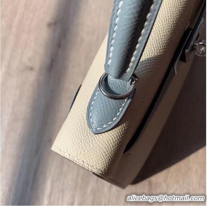 Discount Hermes Original Epsom Leather KEL2578 cream&sky blue