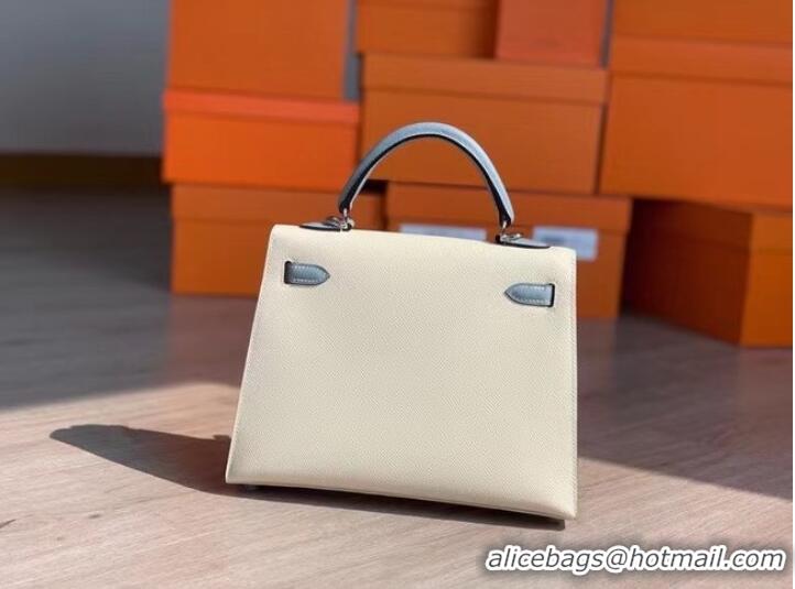 Discount Hermes Original Epsom Leather KEL2578 cream&sky blue