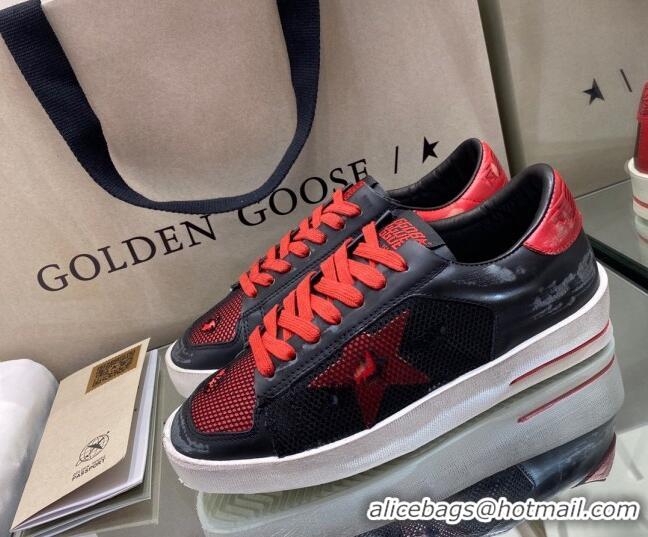 Top Design Golden Goose Stardan Sneakers in Black Mesh and Red Leather 1027075