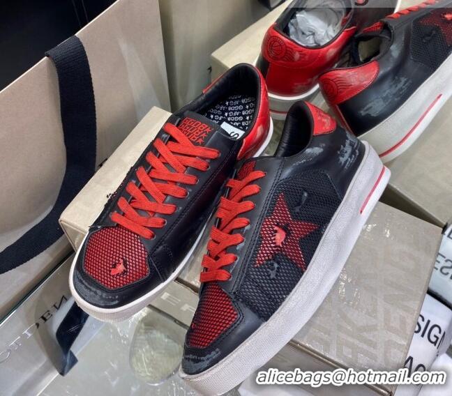 Top Design Golden Goose Stardan Sneakers in Black Mesh and Red Leather 1027075