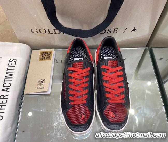 Top Design Golden Goose Stardan Sneakers in Black Mesh and Red Leather 1027075