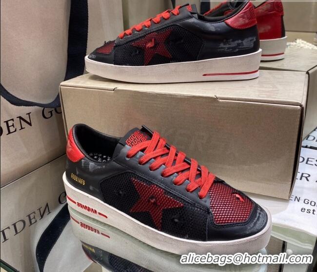 Top Design Golden Goose Stardan Sneakers in Black Mesh and Red Leather 1027075