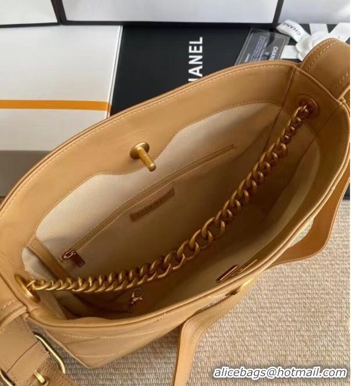 Spot Bulk Chanel leather Shoulder Bag AS2844 Apricot