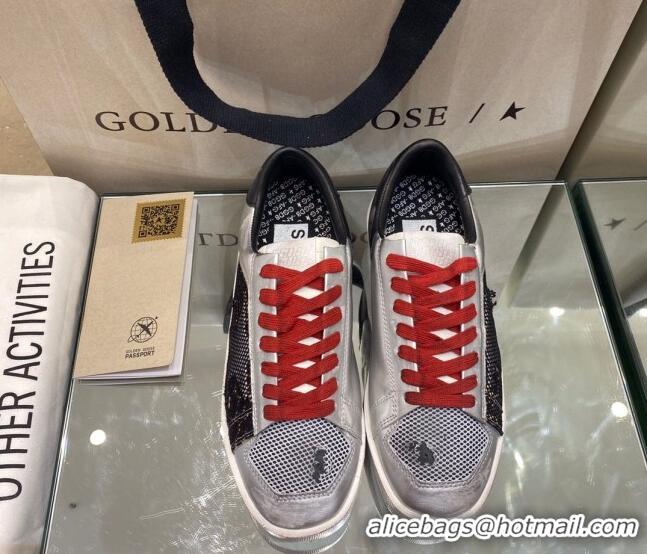 Good Product Golden Goose Stardan Sneakers in Black Mesh and Silver Leather 1027076