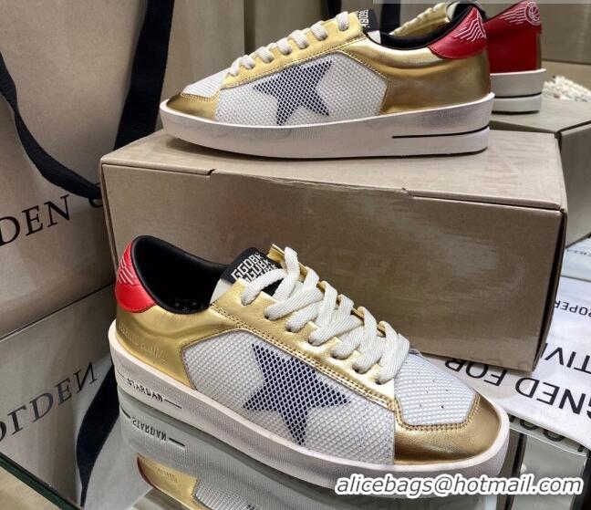 Lower Price Golden Goose Stardan Sneakers in White Mesh and Gold Leather 1027077