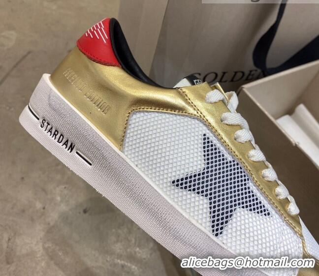 Lower Price Golden Goose Stardan Sneakers in White Mesh and Gold Leather 1027077