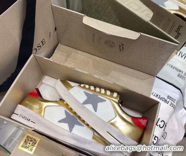 Lower Price Golden Goose Stardan Sneakers in White Mesh and Gold Leather 1027077