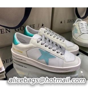 Perfect Golden Goose Stardan Sneakers in White Mesh and Blue Star 1027079