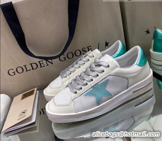 Perfect Golden Goose Stardan Sneakers in White Mesh and Blue Star 1027079