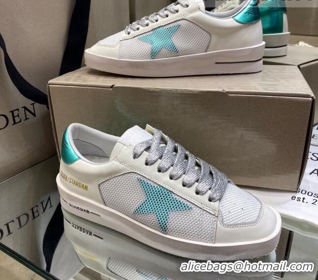 Perfect Golden Goose Stardan Sneakers in White Mesh and Blue Star 1027079