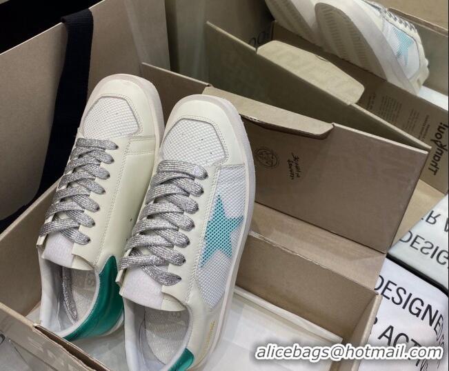 Perfect Golden Goose Stardan Sneakers in White Mesh and Blue Star 1027079