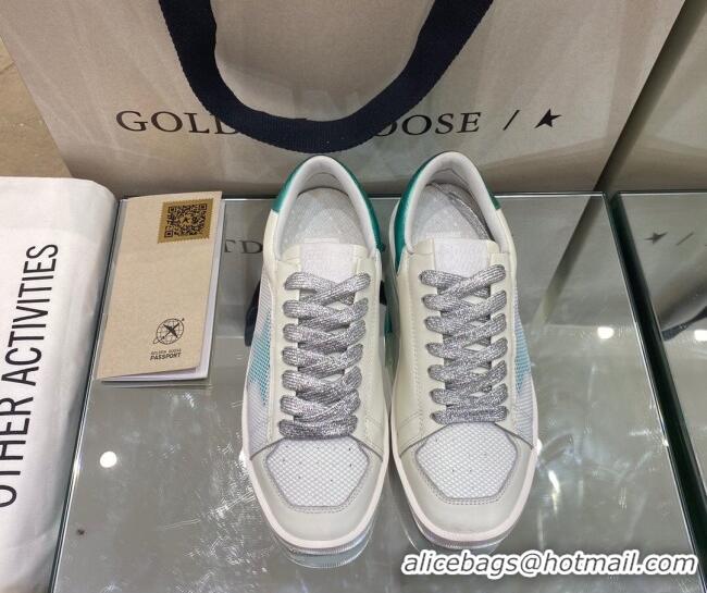 Perfect Golden Goose Stardan Sneakers in White Mesh and Blue Star 1027079