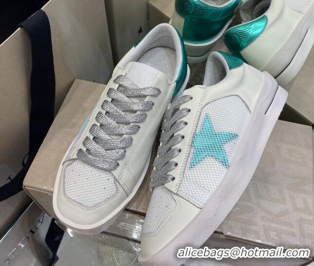 Perfect Golden Goose Stardan Sneakers in White Mesh and Blue Star 1027079